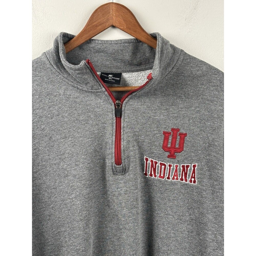 Colosseum Indiana Hoosiers 1/4 Zip Pullover Sweatshirt Mens Medium Gray IU